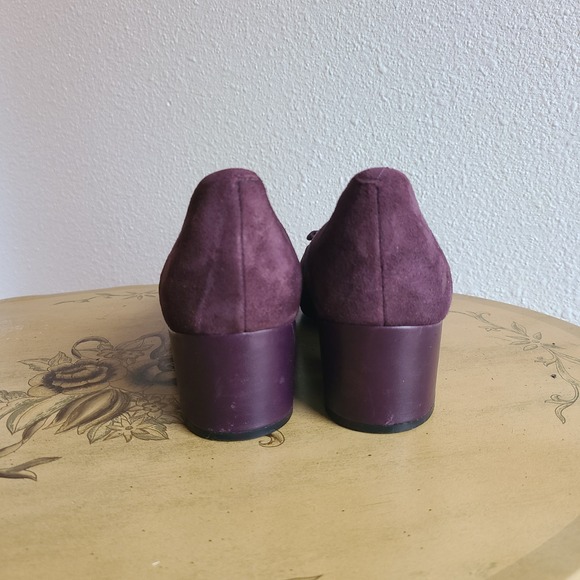 Hotter Cecelia US 4.5 Purple Suede Bow Heels Quiet Luxury Block Heel Fairycore - Picture 5 of 10